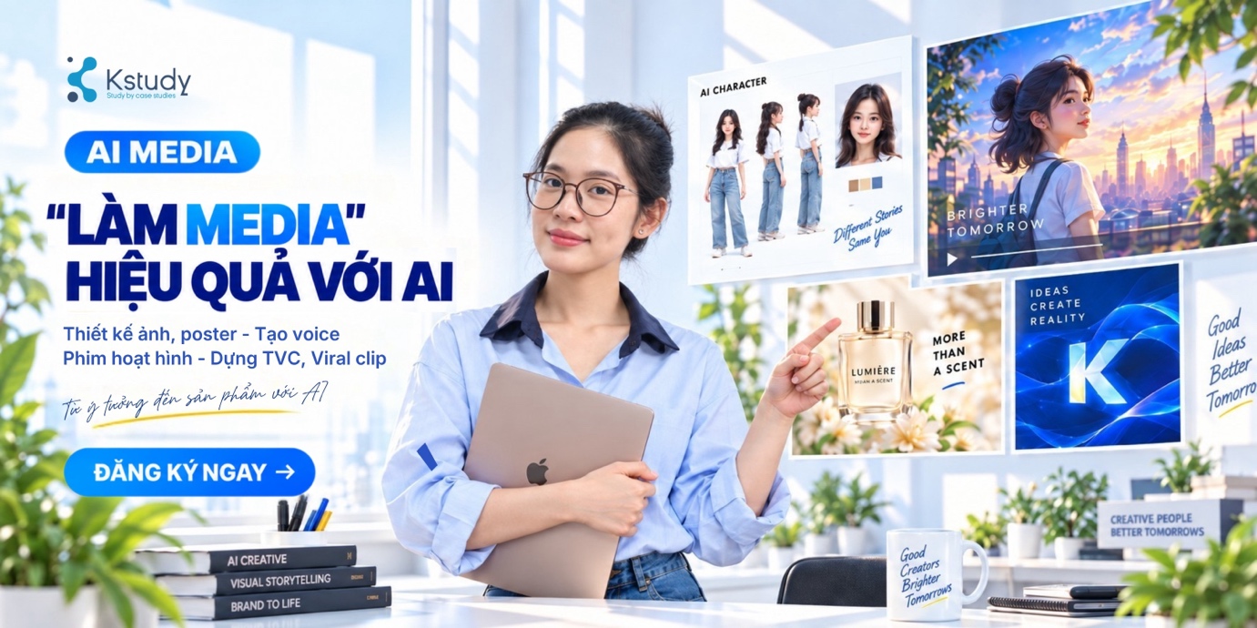 Banner khóa AI Media Kstudy — Làm Media hiệu quả với AI
